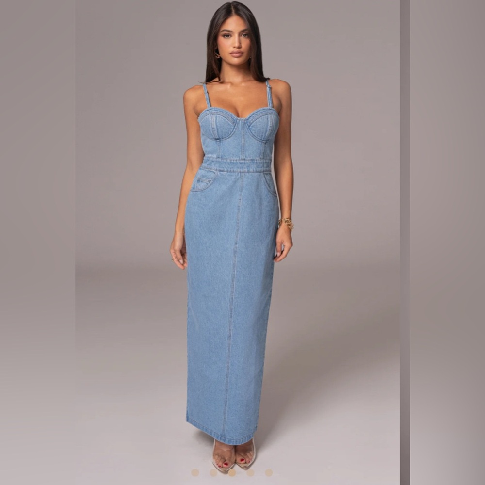 JLUXLABEL denim bustier maxi dress